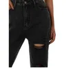 Damenjeans Kayotua Hohe Taille Denim Schwarz Zerrissen Aushöhlen Gerades Loch Schlank Damen Freizeithose XSL 230418