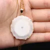 Pendant Necklaces Irregular Sun Flower Agate Cruzy Stainless Steel Chain Necklace Healing For Women Jewelry Reiki Gift 35-40MM