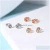 Stud Dfe270m Classic Cubic Zirconia Rose Gold Color Stud Earrings For Women Simple Womens Earing Accessories Fashion Jewelry Dhgarden OT1CE