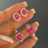 Collier Beirupee de haute qualité, doux amour, minorité féminine, clous d'oreilles en zircone rose clair pour fille, bague d'index