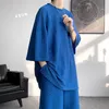 Męskie dresy letnie 2pcs Zestawy męskie w lupgy krótkie ubranie luźne stretch solidne koszulki i szorty stylowy oversize streetwear 230418