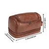 Cosmetic Bags Cases PU Leather Toiletry Bag Large Capacity Travel Organizer Bag with Hanging Hook Bathroom Shaving Bags 231118