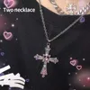 Kolye Kolye Yeni Gotik Pembe Zirkon Çapraz Kolye Gece Kulübü Sıcak Kız Moda Retro Hiphop Kolye Z0417