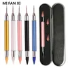 Dotting Tools Dual-ended Nail Art Dotting Pen Set With 2 Replaced Heads Rhinestone Beads Studs Picker Wax Pencil Brush Nails Art Tools 231117