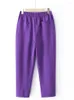 Pantalon grande taille femme pantalon Stretch taille élastique couleur unie Harlan tricoté coton trous courts 4XL
