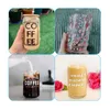Warehouse US 16oz Sublimation Glass Tumbler Frosted Cola Can Bamboo Lid Beer Tail Cup Whiskey Coffee Mug Iced Tea Jar