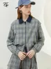 Vestes pour femmes FSLE College Style rétro Plaid manteau court pour femmes costume ample jupe plissée sens décontracté printemps ensemble deux pièces pour femmes 231117