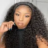 Cranberry Hair Malaysian Curly Headband Wig Human Hair Scarf Wig No Gel No Glue Jerry Curl Hair Wig with Headband Fit All Size230418