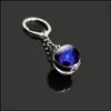 Favor de festa 12 Constellation Time Gem Key Pingente Doublesidididid Ball Ball Charm Chairing Chainle Birthday Birthday Valentine DhNuk