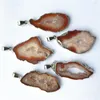 Collane con ciondolo Pietra naturale Brasiliana Elettroplaccata Fetta con bordi aperti Arancione Agata rossa Geode Drusy Druzys Collana Creazione di gioielli 5 pezzi