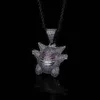 Excellent Jewelry High Quality Diamond Copper Micro Zircon Cute Pet Spirit Gengar Pendant Gold Plated Hip Hop Men Necklace