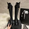 Stövlar Autumn and Winter Women Knee-High Boots Natural Leather 22-25cm Cowhide Upper Modern Boots Side Zip Western Boots Platform Boots 231117