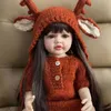 Dolls Piękne miękkie odrodzone dziecko Realistyczne mini -Baby Reborn Child With Hair Entity Doll dla dziewczyny Prezent urodzinowy 55 cm 231118