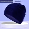 Bonnets de bain Haute Élastique Bonnet De Natation Hommes Femmes Taille Libre Fleurs Solides Imprimé Cheveux Longs Sport Piscine Imperméable Chapeau Nylon Turban P230418