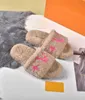 Paseo Flat Comfort Mule Luxury Designer Frauen Sandalen Innenleitschaden Wolle Gummi -Hausschuhe01