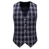 Men's Suits (Jackets Vest Pants) 2023 Clothing Men Pure Cotton Plaid Business Blazers/Male Slim Fashion Male Groom Dress Three-piece Suit