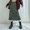 Jupes chinois imprimé rétro robe 2023 été Sen frais taille basse contraste a-ligne coupe ajustée jupe mi-longue pour les femmes