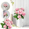 Fiori decorativi autunnali Mazzo artificiale all'aperto Rose finte Rose Home Party Wedding Decor Bouquet con stelo