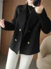 Mélanges de laine pour femmes vêtements pour femmes coréennes 2023 automne hiver nouveau col rabattu manteau pour femmes mode de rue tempérament coupe ajustée Tweed veste L231118
