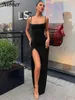 Vestidos casuais Nibber Red Ano preto Ano de Natal Vestidos longos Mulheres Spring Body BodyCon Lace Up Stretch Slim Midi Dressos femme 230418