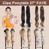 Värmebeständig syntetisk ponytai hår 18 "Wavy Claw Clip in Blonde Black Hair Extensions Ponytail