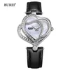 BUREI Merk Dames Mode Hart Horloge Dames Waterdicht Luxe Casual Lederen Armband Quartz Horloges Relogio Feminino 231118