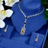 Collana Orecchini Set Be 8 Luxury Multicolor Crystal CZ Stone For Women Sposa Abito da sposa Accessori Prezzo all'ingrosso S505