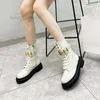 boots martin boot booties designer winter Fashion latest Luxury Gold f metal buckle Decoration womens shoes cowskin low heel lace up round toes zip