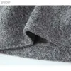 レディースウールブレンドYenkye Vintage Women Gray Cropped Woolen Jacket Leng Sle Sle Pocket
