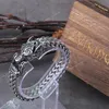 Bracelet de loup Viking Never Fade Rock, chaîne en maille d'acier inoxydable pour hommes, peut ouvrir la bouche de loup, Bracelets Punk, bijoux de motard, bijoux à la modeBracelets viking wolf