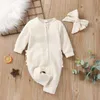 Rompers Citgeett Autumn Solid Infant Baby Dziewczęta chłopcy Romper Romper Bow Bow Sweet Style Ruffle Princess Spring Costume Suit 230418