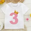 T-shirts barn t-shirt anpassat födelsedagsnummer kronpojkar t-shirts tjejkläder personliga toppar barn tees baby kläder 230418