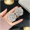 Stud Fl Strass Cristal Brincos Para Mulheres Oversize Flower Party Casamentos Jóias Drop Delivery Jóias Brincos Dhgarden OTJ2P