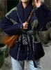 Kurtki damskie jesienne zimowe kontrast patchwork bawełniany z nadrukiem koronkowy luźny płaszcz pościeli swobodny kieszonkowy odzież 231118