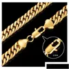 Kettingen Fijne huwelijkssieraden 24K echte geelgouden ketting Inish Solid Heavy 8Mm Xl Miami Cubaanse Curn Link Ketting Verpakt Uncondi Dhufb