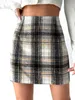 Floerns Women's Plaid High Wase BodyCon Mini spódnica