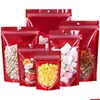 Bolsas de embalaje Plástico transparente Papel de aluminio rojo Autoadhesivo Bolsa de pie con orificio para colgar Bolsas con cierre resellable para alimentos Doypack LX5483 DHSRU