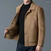 Men's Jackets 2023 Spring Autumn Men Black Gray Khaki Cashmere Male Turn Down Collar Single-Breasted Sheep Woolen Coat Casual Outfits