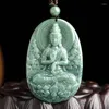 Pendant Necklaces Natural Jadeite Myanmar Jade Guanyin Buddha Necklace Men Women Feng Shui Charm Real Burma Jades Guan Yin Lucky Amulet