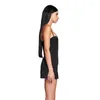 Freizeitkleider Mini-Geburtstagskleid für Frauen Club Party Outfits Streetwear Strap Y2K Sexy Slim Backless Black