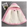 Down Coat 28 Years Warm Winter Girls Jacket Fur Collar Removable Hat Plush Lining Heavy Hooded Kids Children Outerwear Send Gloves 231117