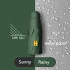 Paraplyer ficka femfaldig soligt paraply med dubbla användningar kompakt bärbart regn och solskyddsmedel UV-skydd mini för man kvinnor