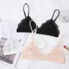 Bras New Sexy Floral Lace Bra Thin Wire Free Bralette Comfortable Adjusted Underwear Women Lace Bra Brassiere Girl Small Cup Lingerie P230417