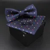 Neck Ties Solid Polyester Dots Bowtie Handkerchief Cufflinks Set Men Fashion Butterfly Party Wedding Bowties Without Box Novelty Gift 230418