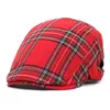 パーティーハットパーソナリティハット女性春/夏の通気性格子縞のベレー帽男性イギリスのレトロアヒルの舌前帽子アーティスト帽子lt646