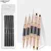 Nagelborstar 5st Black Double Head Nail Art UV Gel Extension Borsts Målningsverktyg Fransk rand Ritning Liner Pen Manikyr Accessoires 231117