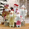 Christmas Decorations Cute Santa Claus Standing Doll Christmas Tree Pendant Figurines Plush Toy Ornament Xmas Holiday Party Decor Supplies Ornaments 231117