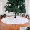 Décorations de Noël Jupe d'arbre de Noël blanche en peluche fausse fourrure décorations de tapis de Noël nouvel an décor à la maison Festival guirlande ornement Dha91