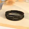 Bedelarmbanden voor mijn kleinzoon lederen armband mannen echte roestvrijstalen gesp. Homme kiest knappe kerstcadeaus