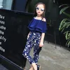 Set Summer Teen Girls Flower Chiffon Clothing Set Children Off Shoulder Tops Floral Pants Barn Outfits Girl Clothes For 8 12 14 Years P230418